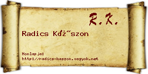 Radics Kászon névjegykártya